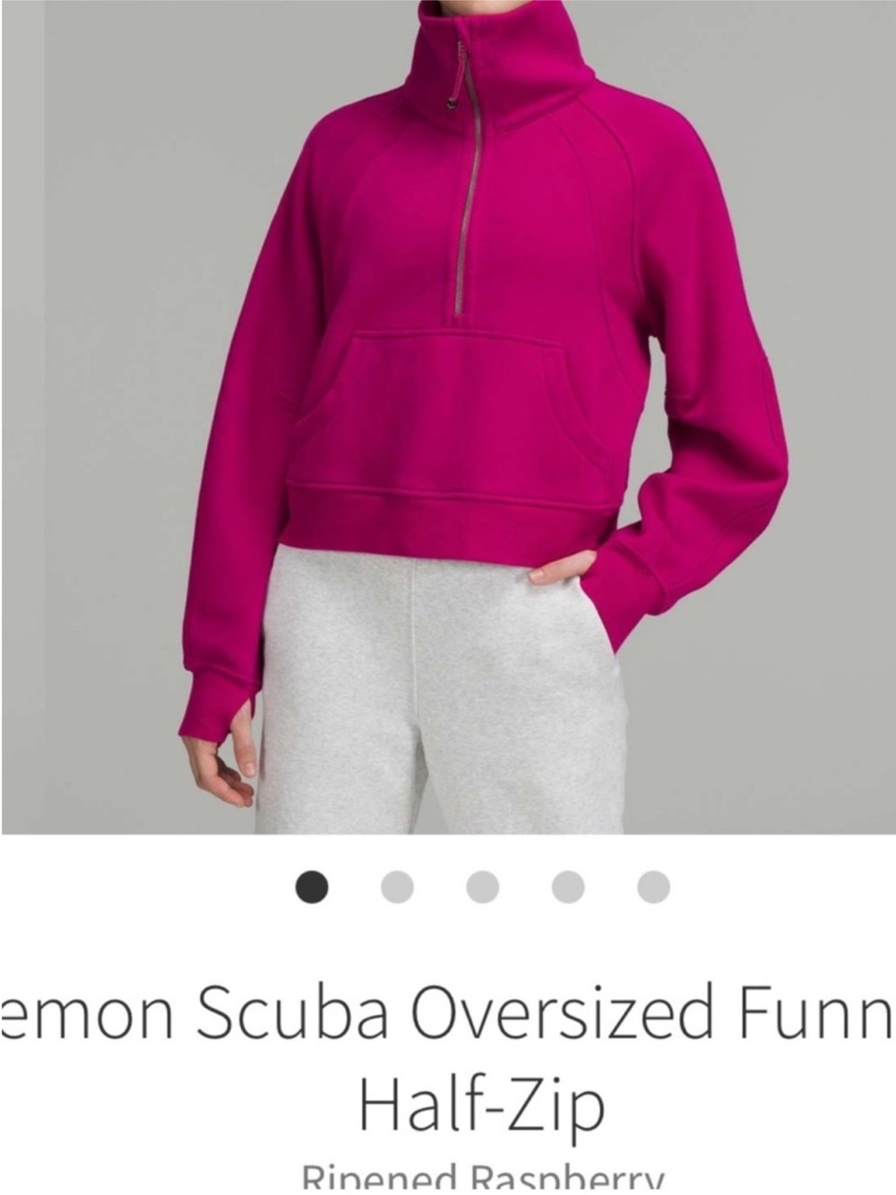 Lululemon Scuba Oversized Funnel Neck Half Zip Sweater Ripened Raspberry Sz XS/S